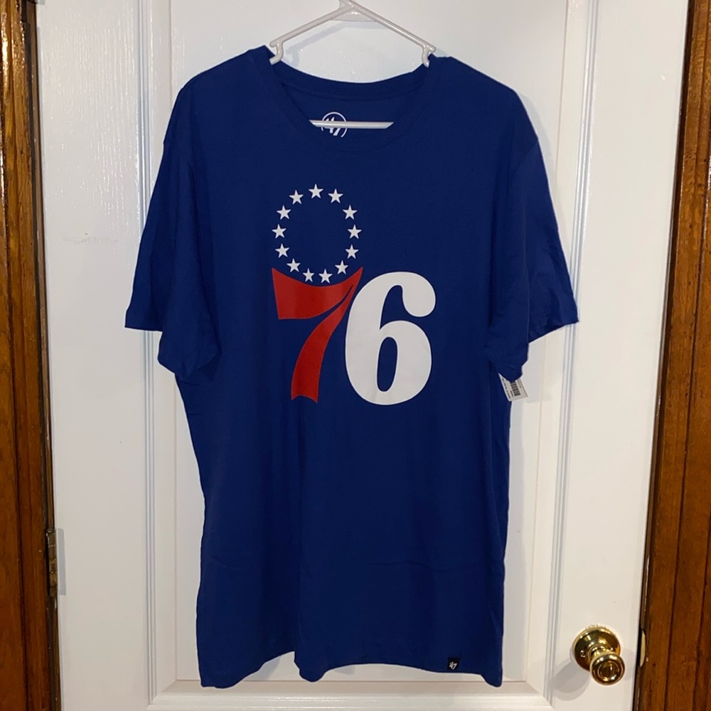 47 Blue and Red 76ers Short Sleeve Tee, Harden #1, XL, NWT